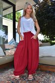Sandbar Linen Blend Bloom Barrel Pant Rioja